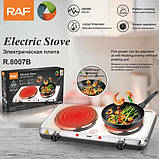 Електроплита настільна, плита з двома конфорками RAF R.8007 2500 Вт, дискова, корпус з нержавійки, фото 2