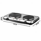 Електроплита настільна, плита з двома конфорками RAF R.8007 2500 Вт, дискова, корпус з нержавійки, фото 5