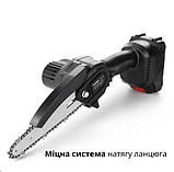 Цепна пила акумуляторна, мініпила Mini Electric Chainsaw 6 дюймів, 2 АКБ, у кейсі, для обрізки дерев, фото 3
