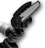 Цепна пила акумуляторна, мініпила Mini Electric Chainsaw 6 дюймів, 2 АКБ, у кейсі, для обрізки дерев, фото 8