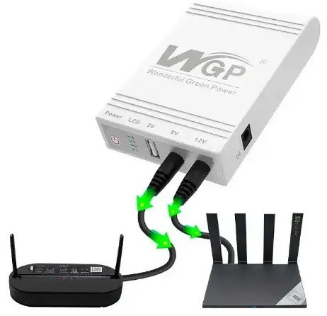 UPS для роутера, ІБП безперебійник WGP 103 10400 мАг, USB 5/9/12V, до 6 годин автономної роботи
