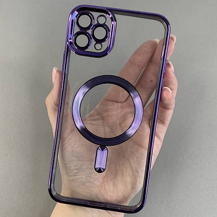 Чохол для Apple iPhone 11 Pro Max прозорий чохол з магсейф на телефон айфон 11 про макс фіолетовий h3b, фото 1