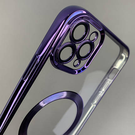 Чохол для Apple iPhone 11 Pro Max прозорий чохол з магсейф на телефон айфон 11 про макс фіолетовий h3b, фото 2