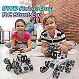 Інтерактивна собака-робот, трюковий робопес Stunt eight-wheel robot dog 8 коліс, радіокерування, звук і світло, фото 6
