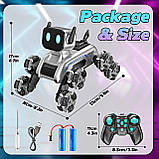 Інтерактивна собака-робот, трюковий робопес Stunt eight-wheel robot dog 8 коліс, радіокерування, звук і світло, фото 10