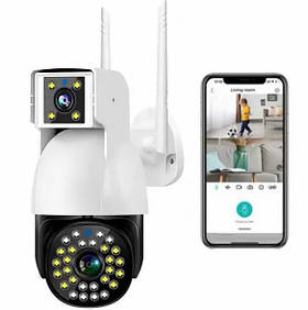 Камера wifi вулична, IP Wi-Fi відеокамера P12 із двома об'єктивами 3MPx+3MPx для v380 APP