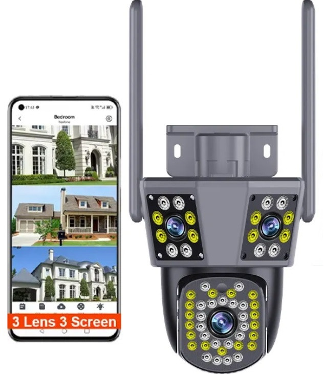 IP камера, WiFi камера PC226 з 3 об'єктивами 1080p