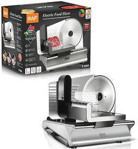 Слайсер для нарізки, ломтерізка RAF R.8800 електрична, 200 Вт, нержавіюча сталь, товщина нарізки 1–15 мм​