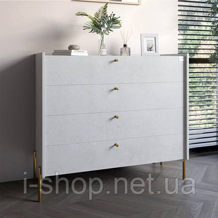 Комод із 4 шухлядами LION Wood із золотими ніжками 100х90х45 см Бетон style (LION-042959), фото 1