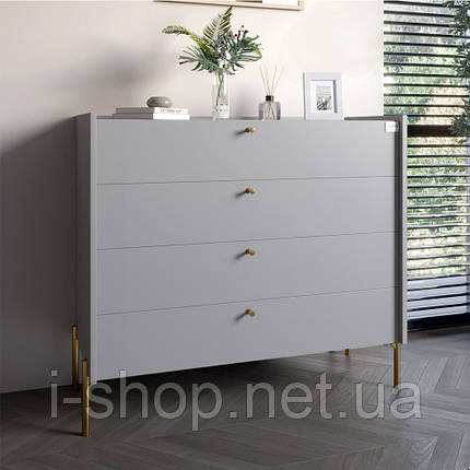 Комод із 4 шухлядами LION Wood із золотими ніжками 100х90х45 см Кашемір (LION-042968), фото 1