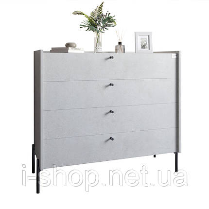 Комод із 4 шухлядами LION Wood із чорними ніжками 100х90х45 см Бетон style (LION-042974), фото 3