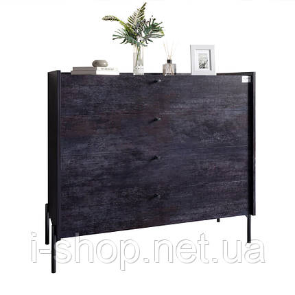 Комод із 4 шухлядами LION Wood із чорними ніжками 100х90х45 см Бетон темний (LION-042975), фото 3