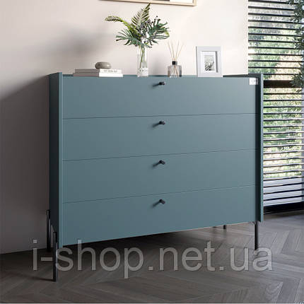 Комод із 4 шухлядами LION Wood із чорними ніжками 100х90х45 см Граніт сірий (LION-042976), фото 1