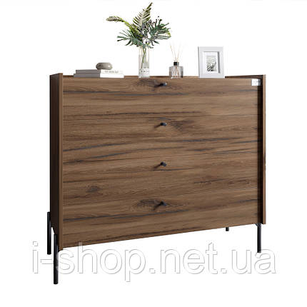 Комод із 4 шухлядами LION Wood із чорними ніжками 100х90х45 см Дуб Ліворно (LION-042979), фото 3