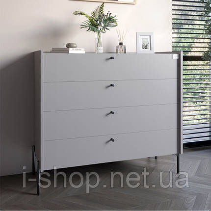 Комод із 4 шухлядами LION Wood із чорними ніжками 100х90х45 см Кашемір (LION-042982), фото 1