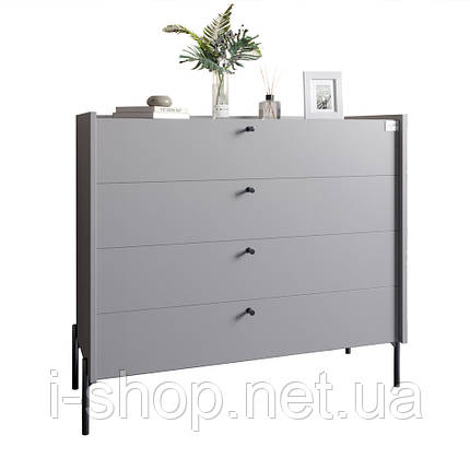 Комод із 4 шухлядами LION Wood із чорними ніжками 100х90х45 см Кашемір (LION-042982), фото 3
