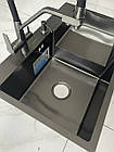 Кухонна мийка Kraft 7848 АL ліва та кран для кухні з під'єднанням до фільтра Kroner PVD03817BLK, фото 6