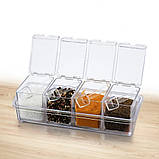 Набір контейнерів для зберігання спецій Crystal seasoning box Баночки для приправ на підставці 4 шт, фото 11