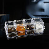Набір контейнерів для зберігання спецій Crystal seasoning box Баночки для приправ на підставці 4 шт, фото 5