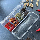 Набір контейнерів для зберігання спецій Crystal seasoning box Баночки для приправ на підставці 4 шт, фото 10