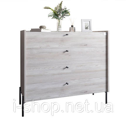 Комод із 4 шухлядами LION Wood із чорними ніжками 100х90х45 см Самоа Димчастий (LION-042985), фото 3