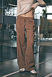 Стильні широкі вельветові брюки палацо 42-52 розміри різні кольори бежеві, фото 5