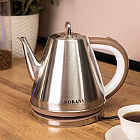 Електрочайник маленький 1.5 літра металевий дисковий 20 см чайник електричний