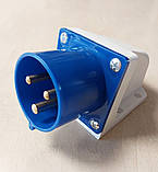 Вилка стаціонарна Lemanso LM2031 (ВС) 32А/3п (2Р+Е) 220-240V з заземленням та захистом IP44 синя, фото 10