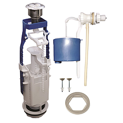 Арматура для бачка унітаза 2х кнопкова Завод 77.54 комплект впускний та випускний клапан бічне підключення