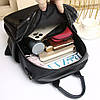 Стильний жіночий шкіряний рюкзак чорний міський 51124, фото 9