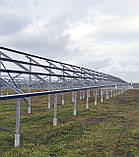 Наземна конструкція кріплень для сонячних фотомодулів з оцинковки під бетонування (дворядна), фото 2