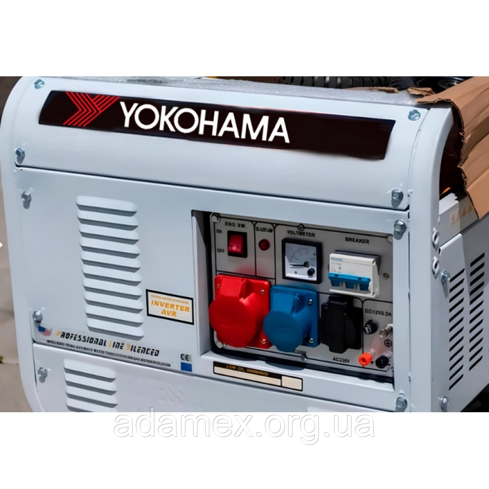 Генератор Yokohama 3,0 кВт газовий, бензин трифазний знешумлений, колеса та ручка