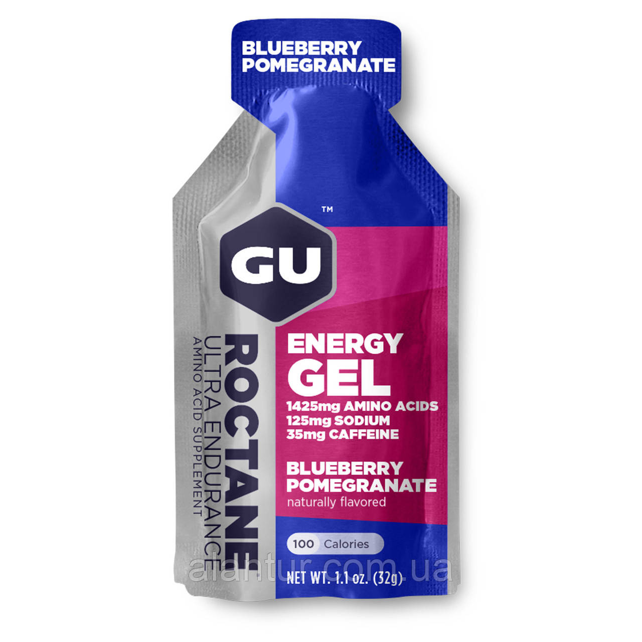 Енергетичний гель GU Energy ROCTANE Ultra Endurance Blueberry Pomegranate, 32 г (35 мг кофеїну), фото 1