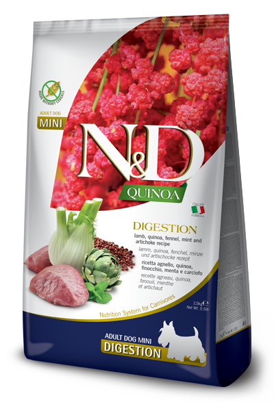 Сухий корм для собак N&D QUINOA DOG DIGESTION, LAMB & FENNEL ADULT MINI - 2.5 кг