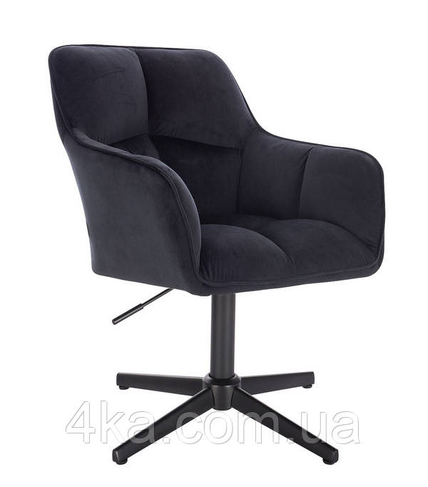 Крісло перукарське HR550N, лате, велюр, база чорна