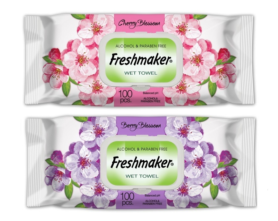 Вологі серветки Freshmaker Berry Blossom з клапаном 100 шт, фото 1