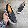 Чоловічі замшеві лофери сірі (натуральна замша), туфлі із замші сірого кольору для чоловіків весна осінь, розмір 40 41 42 43 44 45, фото 4