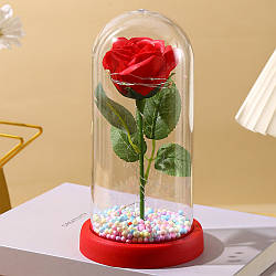 Троянда в колбі з підсвічуванням на батарейках, 22х11, 5см, Червона / Квітка в колбі / Вічна троянда / Подарунок дівчині