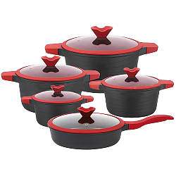 Набір каструль 4шт зі сковорідкою, 20/24/28/32/28см (газ,індукція), XW-10 / Каструлі з антипригарним покриттям