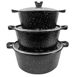 Набір каструль з антипригарним покриттям (32/36/40см) 3шт, H-K DM-6 / Набір посуду / Каструлі набір