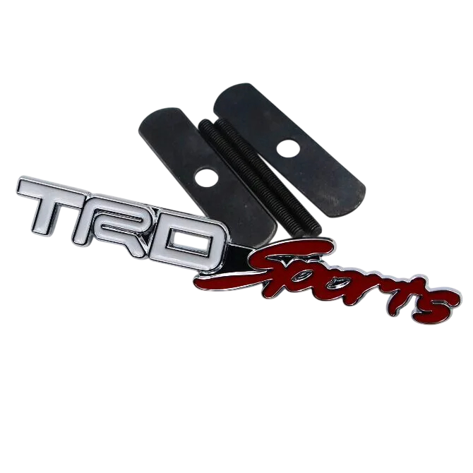 Емблема напис TRD Sports для TOYOTA ХРОМ + ЧЕРВОНИЙ (на кріпленнях), фото 1