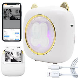 Дитячий термопринтер з RGB підсвічуванням, Bluetooth + 1 рулон паперу, з USB / Міні принтер / Принтер для телефону
