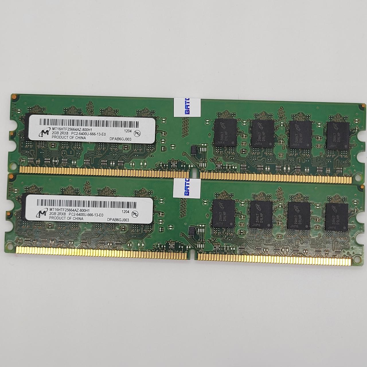 Оперативна пам'ять Micron DDR2 4Gb (2x2Gb) 800MHz PC2-6400U 2R8 CL6 (MT16HTF25664AZ-800H1) Б/В