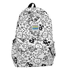 Рюкзак Lesko 5154 Black підлітковий з малюнками 20-35 л