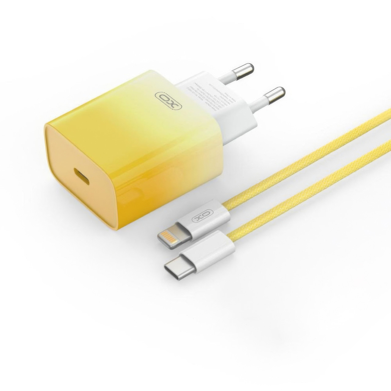 Блок для заряджання з кабелем XO CE18 Type-C 30W Type-C to Lightning Жовтий, зарядний для телефону