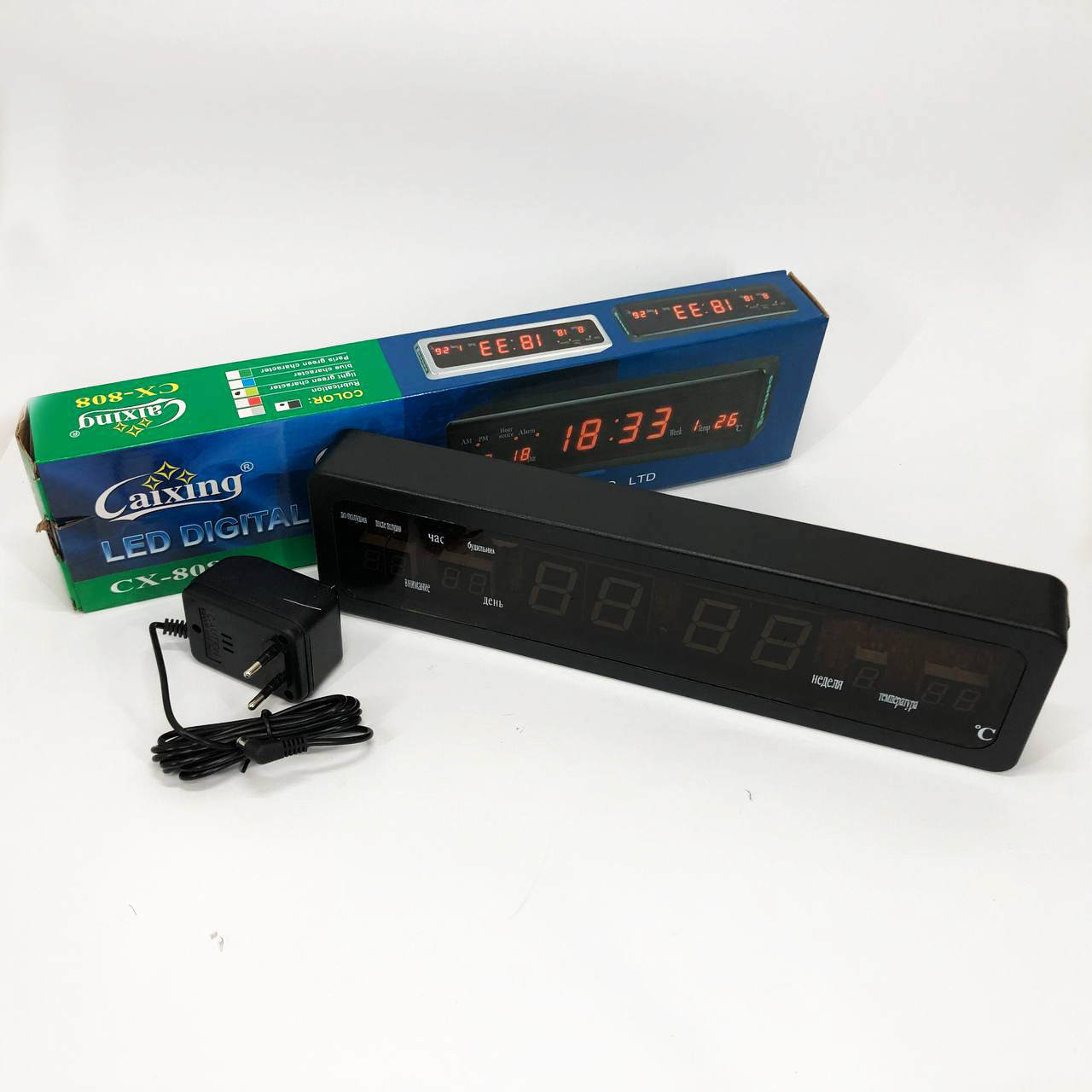 Цифровий годинник настільний Caixing, Настільний годинник зі світлодіодним дисплеєм EY-24, фото 1