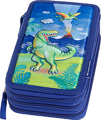 Пенал шкільний Faber-Castell Dinosaur Дінозавр, 3 відділення на блискавці, без наповнення, 573044