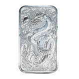 Срібна прямокутна монета 1 Oz Дракон 2024 Australia — Чистота 999.9% Чарльз 3, у капсулі, фото 2