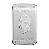 Срібна прямокутна монета 1 Oz Дракон 2024 Australia — Чистота 999.9% Чарльз 3, у капсулі, фото 4