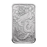 Срібна прямокутна монета 1 Oz Дракон 2024 Australia — Чистота 999.9% Чарльз 3, у капсулі, фото 7